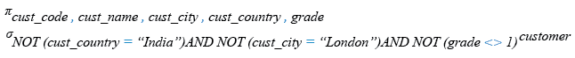 Relational Algebra Expression: SQL Logical multiple NOT with not equal to operator.