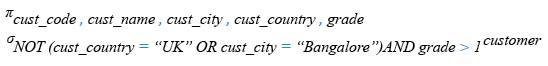 Relational Algebra Expression: SQL Logical NOT AND OR operator.