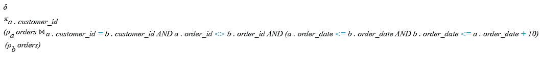 Relational Algebra Expression: Consecutive Numbers.