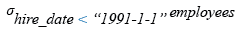 Relational Algebra Expression: List the employees who joined before 1991.