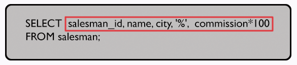 Syntax of display the commission with the percent sign