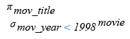 Relational Algebra Expression: Find the movie which was released before 1998.