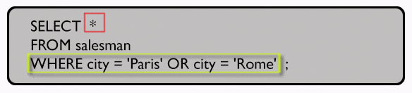 Syntax of filter records using where clause and or operator