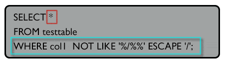 Syntax of filter rows using not like and % character