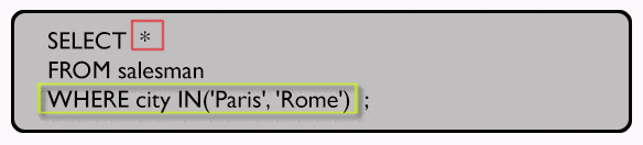 Syntax of filter records using in operator