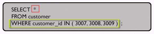 Syntax of sort records using in operator