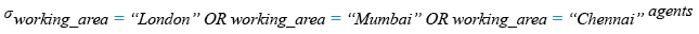 Relational Algebra Expression: SQL IN  operator with text value.