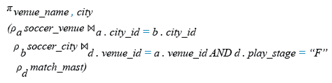 Relational Algebra Expression: Find the name of the venue with city where the EURO cup 2016 final match was played.