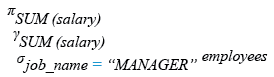 Relational Algebra Expression: Find the total salary given to the MANAGER.