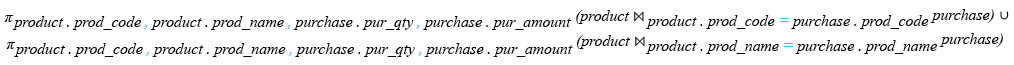 Relational Algebra Expression: SQL UNION with Inner Join.