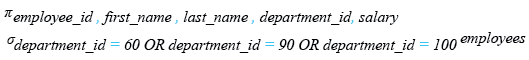 Relational Algebra Expression: WHERE clause using IN condition in SQL.