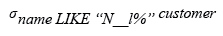 Relational Algebra Expression: Using where, like and underscore operators.