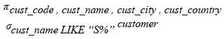 Relational Algebra Expression: SQL wildcards percentage (%) .