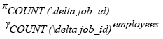 Relational Algebra Expression: List the number of jobs available in the employees table.