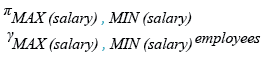 Relational Algebra Expression: Get the maximum and minimum salary from employees table.