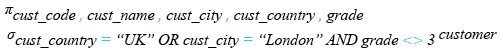 Relational Algebra Expression: SQLite boolean AND, OR comparison operator.