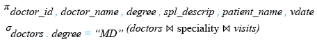 Relational Algebra Expression: SQLite NATURAL JOIN using three tables.