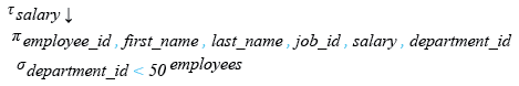 Relational Algebra Expression: SQLite Select Query ORDER BY.