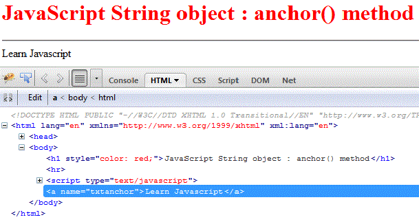 javascript string anchor method