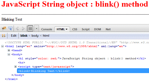 javascript string blink method