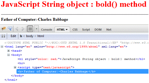 javascript string bold method