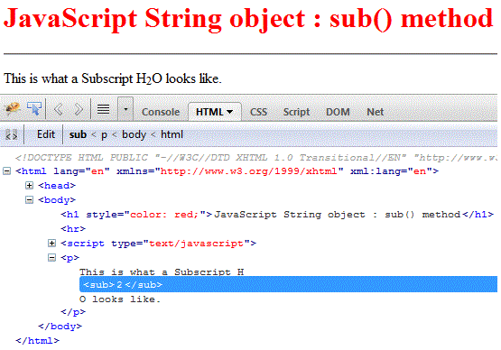 javascript string sub method