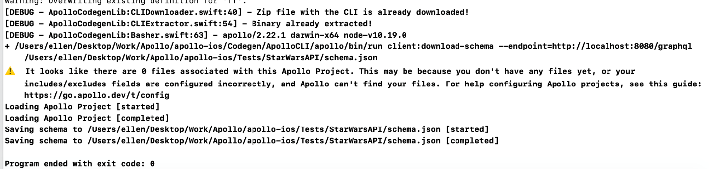 Apollo GraphQL: swift scripting: downloading a schema image