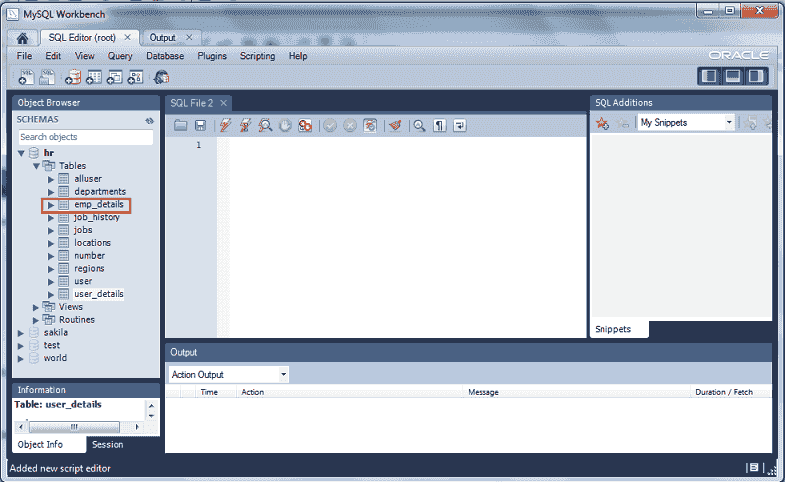 mysql triger select table in workbench