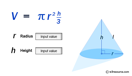 JavaScript Math: Volume of a Cone