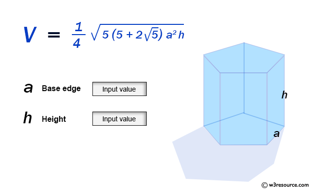 JavaScript Math: Volume of a Pentagonal Prism