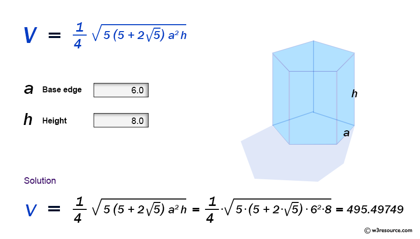 JavaScript Math: Volume of a Pentagonal Prism