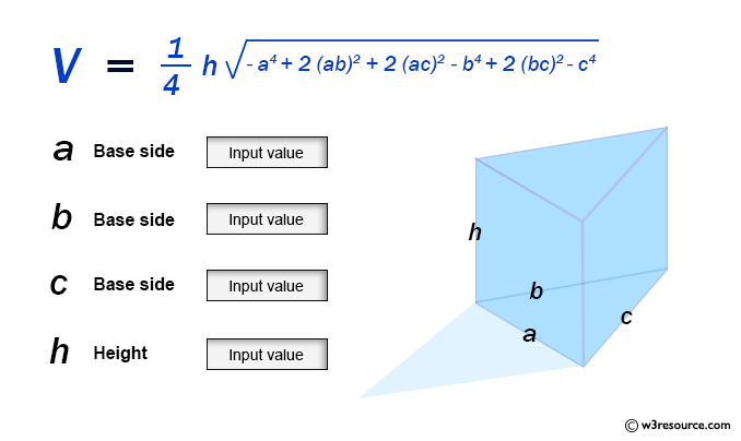 JavaScript Math: Volume of a Triangular Prism
