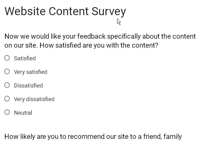 Website Content Survey