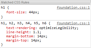 h1 style using Foundation 3