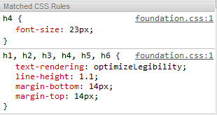 h4 style using Foundation 3